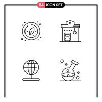 Group of 4 Modern Filledline Flat Colors Set for biology globe circle road integration stand Editable Vector Design Elements