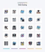 Creative Web Hosting 25 Line FIlled icon pack  Such As folders. server. cloud. proxy. hosting vector