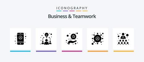 Business And Teamwork Glyph 5 Icon Pack Including . team. rate. relationship. user. Creative Icons Design vector