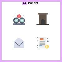 4 Thematic Vector Flat Icons and Editable Symbols of lotus mail architecture property open Editable Vector Design Elements