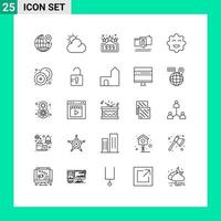 User Interface Pack of 25 Basic Lines of coin cash chat emojis cookie Editable Vector Design Elements