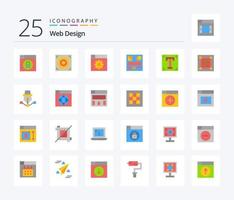 paquete de iconos de 25 colores planos de diseño web que incluye texto. camino. diseño. fuente. web vector