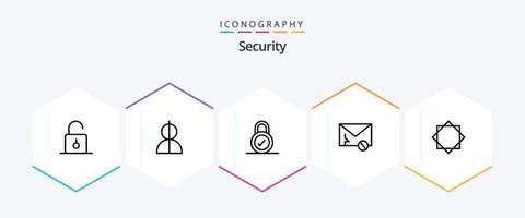 Security 25 Line icon pack including spam. message. profile. mail. security vector