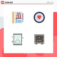 Pack of 4 creative Flat Icons of annual loading chart lover lock Editable Vector Design Elements