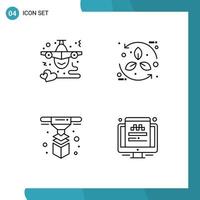 4 iconos creativos signos y símbolos modernos de avión reciclar ciclo cardíaco impresora elementos de diseño vectorial editables vector