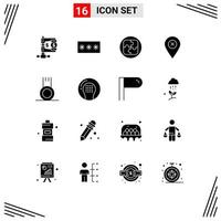 paquete de iconos vectoriales de stock de 16 signos y símbolos de línea para la planificación de la ubicación de la contraseña del mapa pin elementos de diseño vectorial editables vector