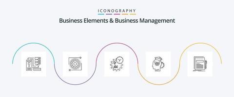 Business Elements And Business Managment Line 5 Icon Pack Including smart. management. operation. knowledge. management vector