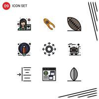 Set of 9 Modern UI Icons Symbols Signs for data pencil tool pen writing Editable Vector Design Elements