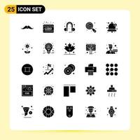 Group of 25 Solid Glyphs Signs and Symbols for security research monday keywords sound Editable Vector Design Elements