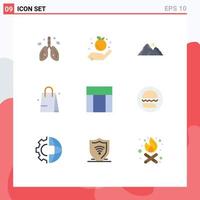 Modern Set of 9 Flat Colors Pictograph of webpage shopping hill bed scene Editable Vector Design Elements