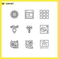 Modern Set of 9 Outlines and symbols such as wrench setting website tool bob Editable Vector Design Elements