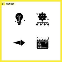 Group of 4 Solid Glyphs Signs and Symbols for bulb right authority responsibility work management calendar Editable Vector Design Elements