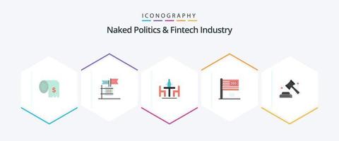 Naked Politics And Fintech Industry 25 Flat icon pack including decline. american dream. garbage. meeting. debate vector