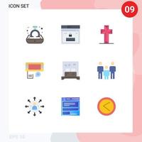 Pack of 9 Modern Flat Colors Signs and Symbols for Web Print Media such as bed data password connection easter Editable Vector Design Elements