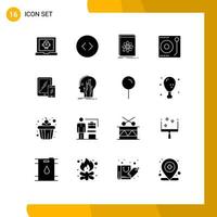 16 Thematic Vector Solid Glyphs and Editable Symbols of business player application music audio Editable Vector Design Elements