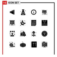 Pictogram Set of 16 Simple Solid Glyphs of board credit market plus card Editable Vector Design Elements