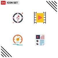 4 iconos creativos, signos y símbolos modernos del indicador cardíaco, objetivo, medidor multimedia, elementos de diseño vectorial editables vector