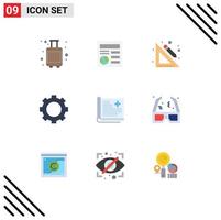 Group of 9 Flat Colors Signs and Symbols for history technology education set devices Editable Vector Design Elements