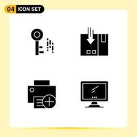 Set of 4 Modern UI Icons Symbols Signs for internet computers arrow packing gadget Editable Vector Design Elements