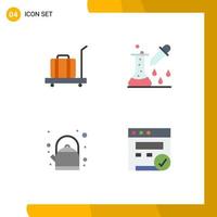 Pack of 4 Modern Flat Icons Signs and Symbols for Web Print Media such as baggage breakfast weight microbiology tea Editable Vector Design Elements