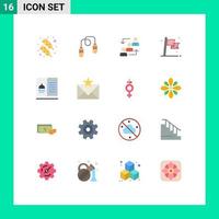 Pictogram Set of 16 Simple Flat Colors of destination check career work promotion Editable Pack of Creative Vector Design Elements