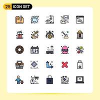 25 iconos creativos signos y símbolos modernos de correo electrónico compras comunicación poste de luz elementos de diseño vectorial editables vector