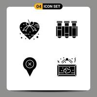 Stock Vector Icon Pack of 4 Line Signs and Symbols for heart blood valentine tube pin Editable Vector Design Elements