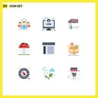 Mobile Interface Flat Color Set of 9 Pictograms of communication park screen water manual Editable Vector Design Elements