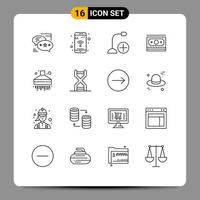 Modern Set of 16 Outlines Pictograph of motivation dollar wifi cash gadget Editable Vector Design Elements