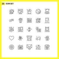 Set of 25 Modern UI Icons Symbols Signs for glasses athletics candle activities ball Editable Vector Design Elements