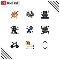 Stock Vector Icon Pack of 9 Line Signs and Symbols for down running endless jogging spa Editable Vector Design Elements