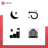 4 Solid Glyph concept for Websites Mobile and Apps moon analytics night repeat positions Editable Vector Design Elements