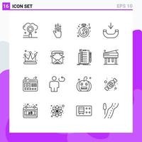 16 User Interface Outline Pack of modern Signs and Symbols of empire phone gestures incoming proposal Editable Vector Design Elements