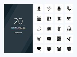 20 Valentine Solid Glyph icon for presentation vector