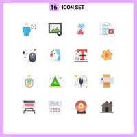 Modern Set of 16 Flat Colors and symbols such as line office heart file delete Editable Pack of Creative Vector Design Elements