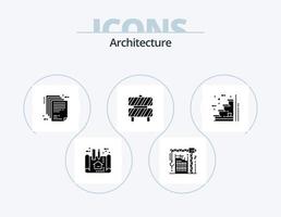 paquete de iconos de glifos de arquitectura 5 diseño de iconos. área de trabajo. precaución. máquina. barrera. expediente vector