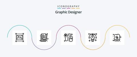 Graphic Designer Line 5 Icon Pack Including edit. tool. image. graphic. grid vector