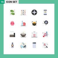 Mobile Interface Flat Color Set of 16 Pictograms of egg money complex mobile payment mobile Editable Pack of Creative Vector Design Elements