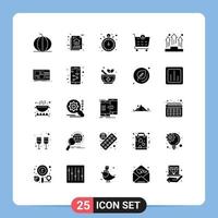 Solid Glyph Pack of 25 Universal Symbols of business checkout document buy timer Editable Vector Design Elements