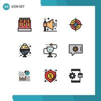 Set of 9 Modern UI Icons Symbols Signs for fitness sweet shout food navigation Editable Vector Design Elements