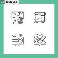 4 User Interface Line Pack of modern Signs and Symbols of account celebration message drawer party Editable Vector Design Elements