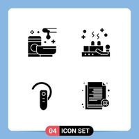 4 Solid Glyph concept for Websites Mobile and Apps relax accessory wax healing ear Editable Vector Design Elements