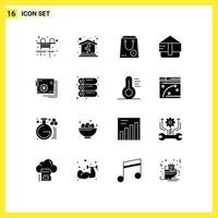 Editable Vector Line Pack of 16 Simple Solid Glyphs of power computer minus ac fashion Editable Vector Design Elements