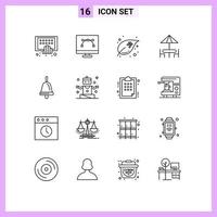 Set of 16 Modern UI Icons Symbols Signs for table dinner graphic design diner growth Editable Vector Design Elements