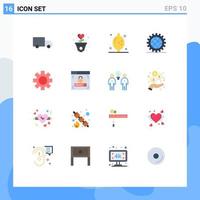 Group of 16 Modern Flat Colors Set for setting global love development coding Editable Pack of Creative Vector Design Elements