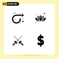 Universal Solid Glyphs Set for Web and Mobile Applications arrow sabre right plant currency Editable Vector Design Elements