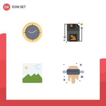 Pack of 4 creative Flat Icons of time image machine save canada Editable Vector Design Elements