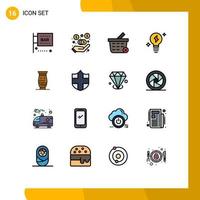 paquete de iconos de vectores de stock de 16 signos y símbolos de línea para elementos de diseño de vectores creativos editables de luz de cerámica de cesta de cultura india