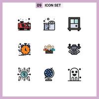 Universal Icon Symbols Group of 9 Modern Filledline Flat Colors of ceo team tissue roll management business Editable Vector Design Elements