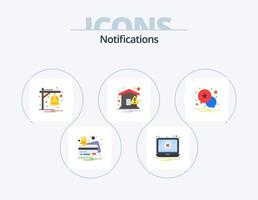 Notifications Flat Icon Pack 5 Icon Design. star. warning. alarm. notification. home vector